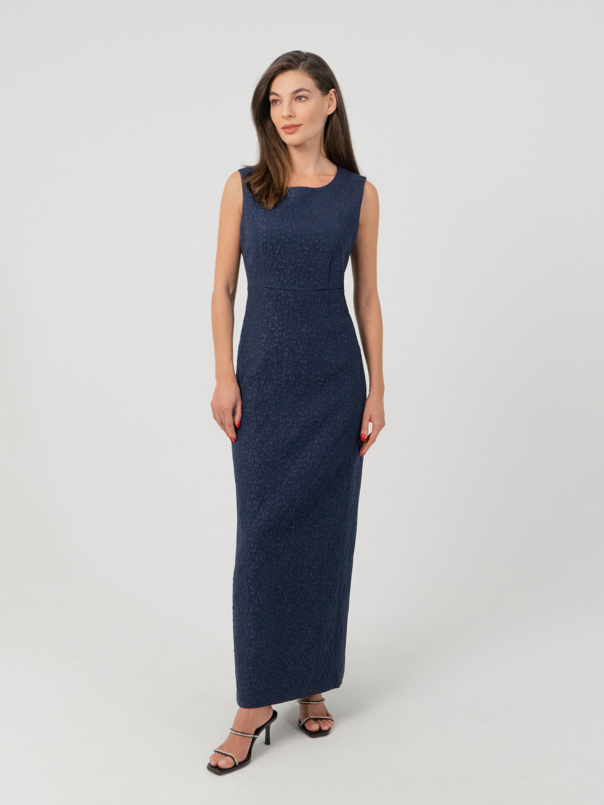 

Платье в пол из фактурной ткани, Синий, 2136300ed1564