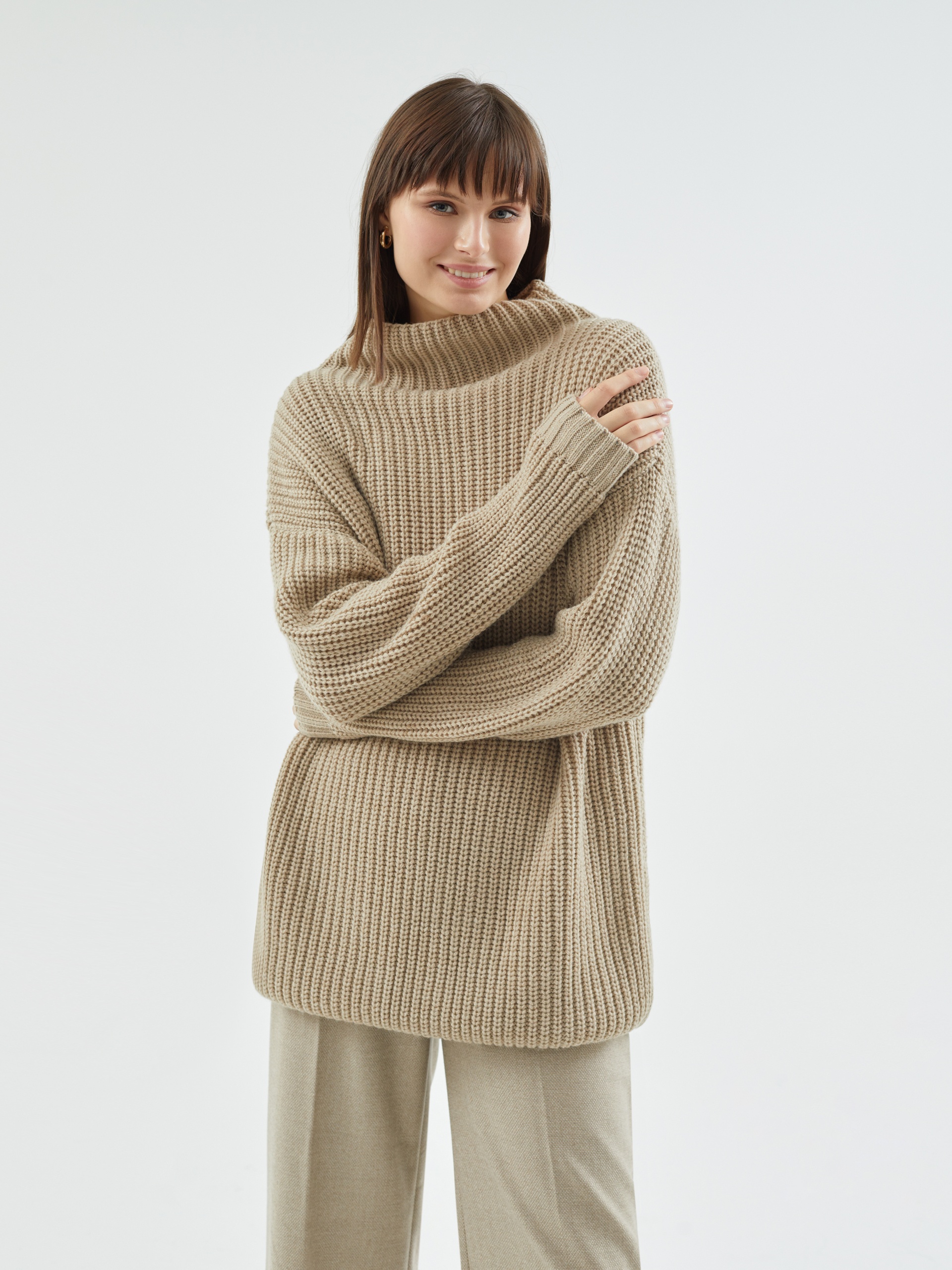 

Свитер женский удлиненный, Бежевый, 1222130ir1105