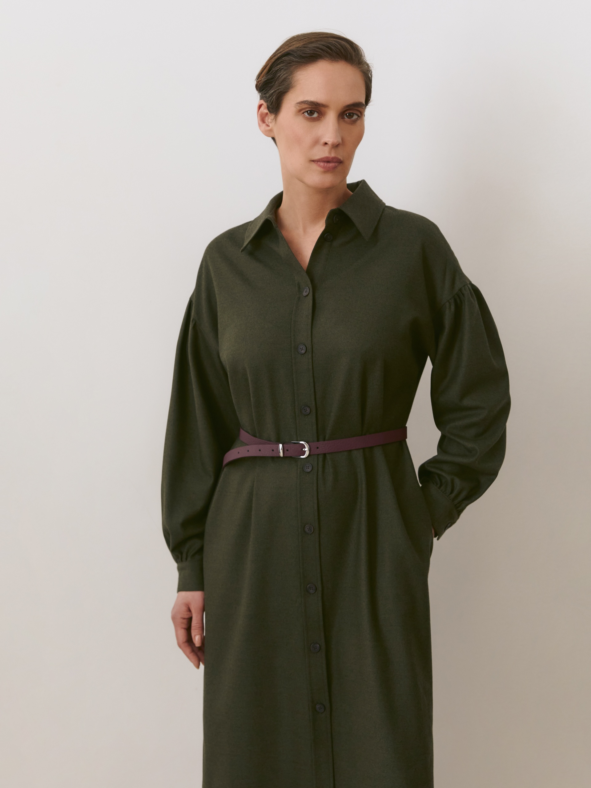 

Платье-рубашка цвета хаки, Зеленый, 1135351jp0741