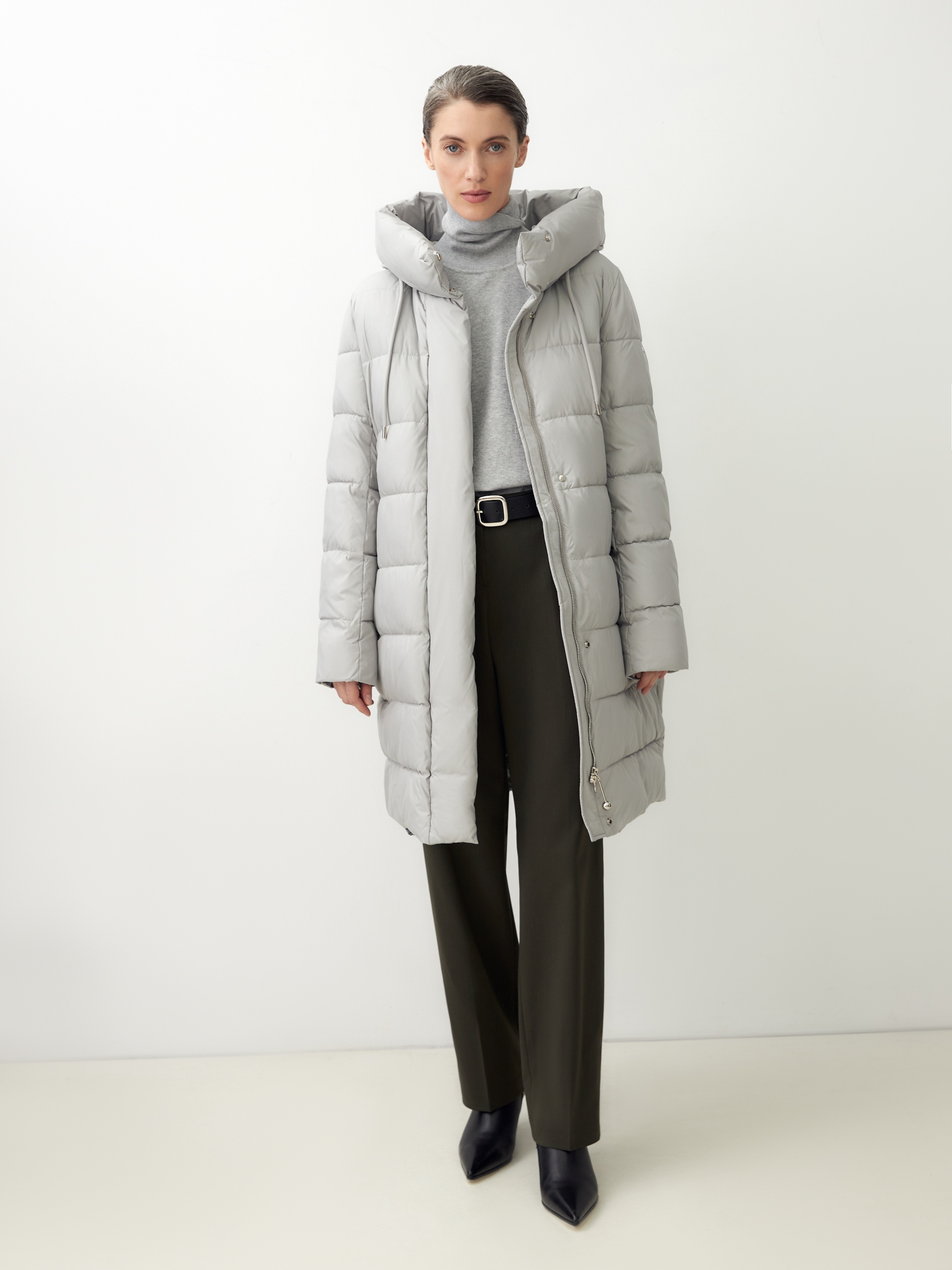 

Пальто зимнее стеганое с капюшоном, Серый, 1014080i60091