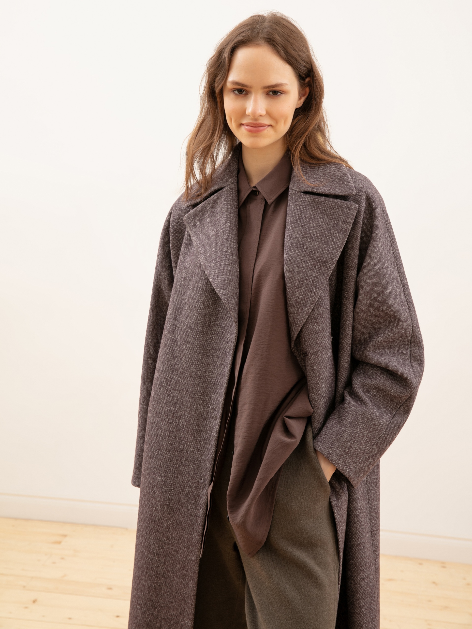 

Твидовое демисезонное женское пальто, Серый, 1012820p00091