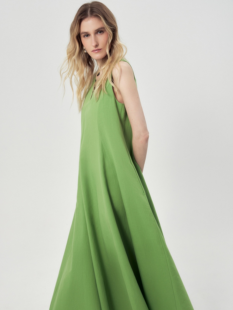 Летний сарафан из хлопка и льна