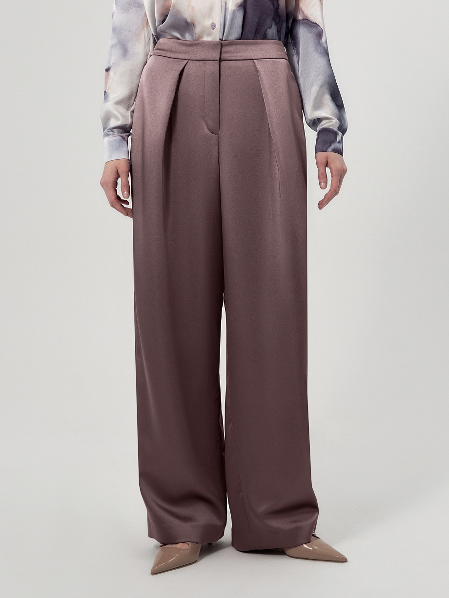 Прямые брюки из атласной костюмной ткани