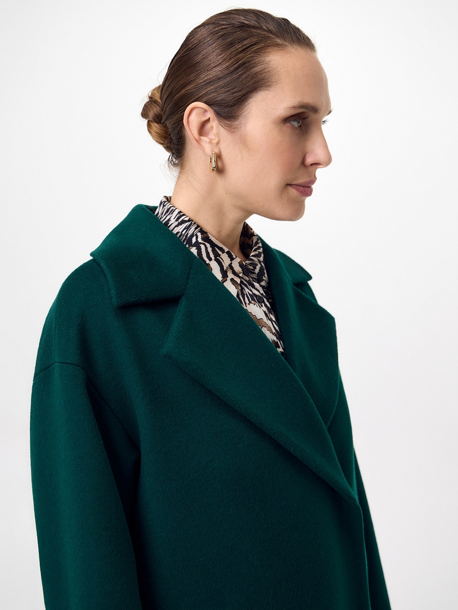 Пальто из шерсти с мембраной, утеплённой спинкой и съёмным капюшоном