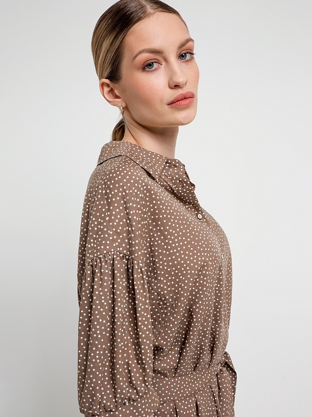 Платье-рубашка в мелкий горошек