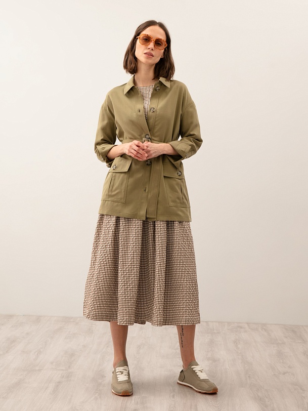 Жакет женский зеленый с поясом