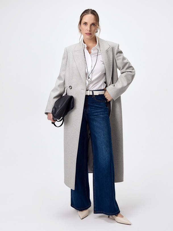 Пальто из шерсти с пайетками и мембраной