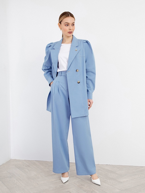 Брюки-палаццо женские голубые
