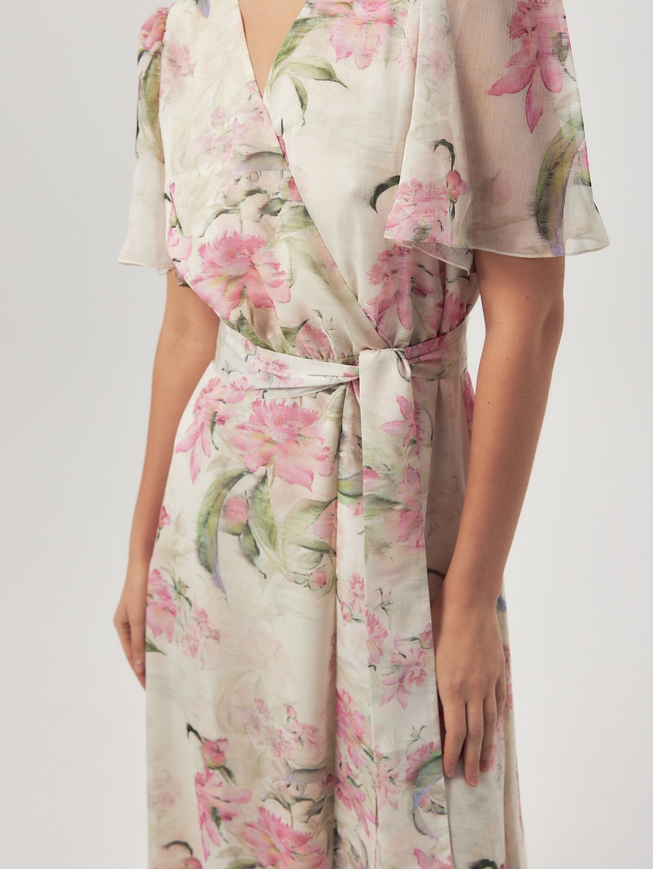 Платье из шифона с цветочным принтом
