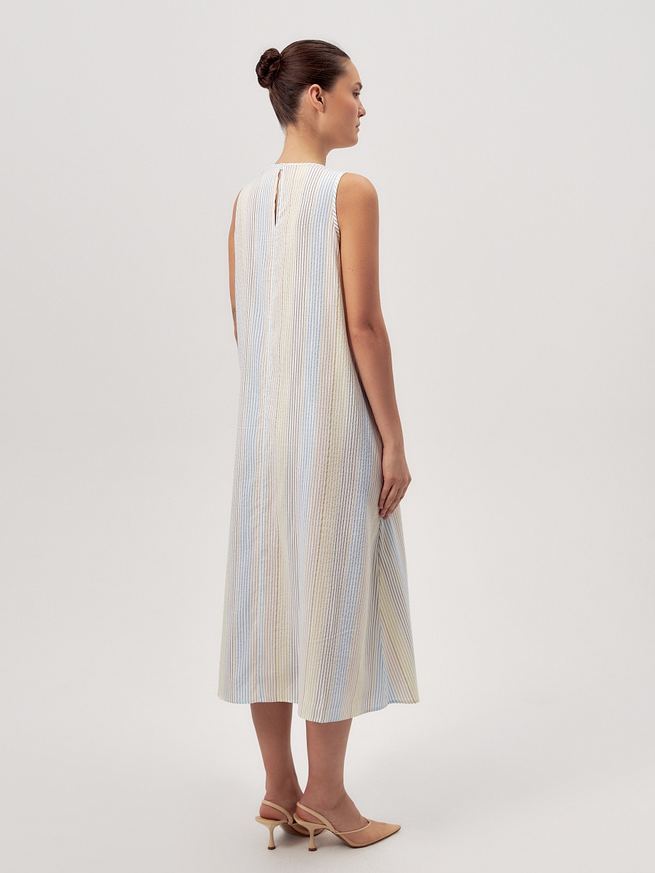 Летнее платье миди в полоску