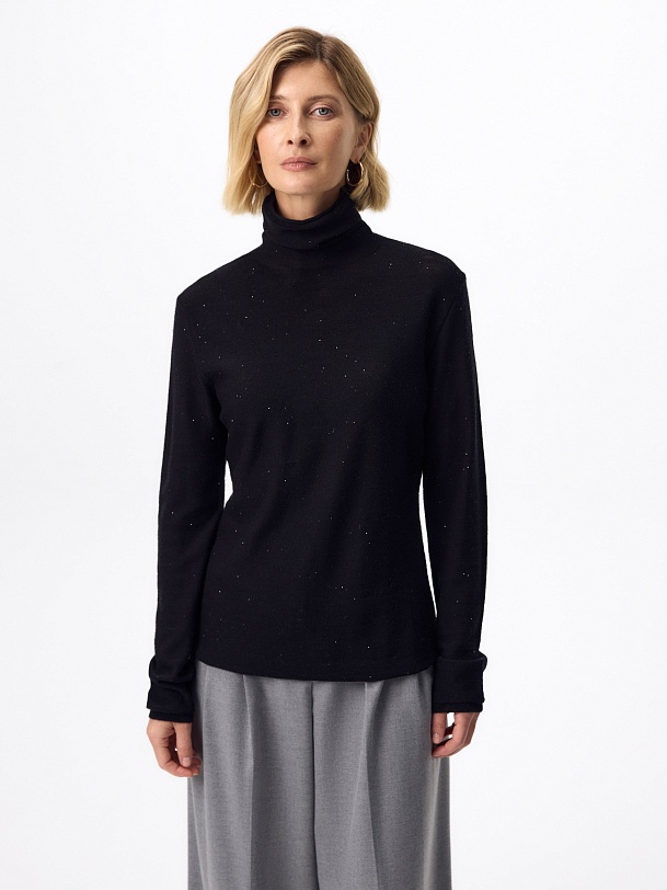 Водолазка из шерсти мериноса с микропайетками