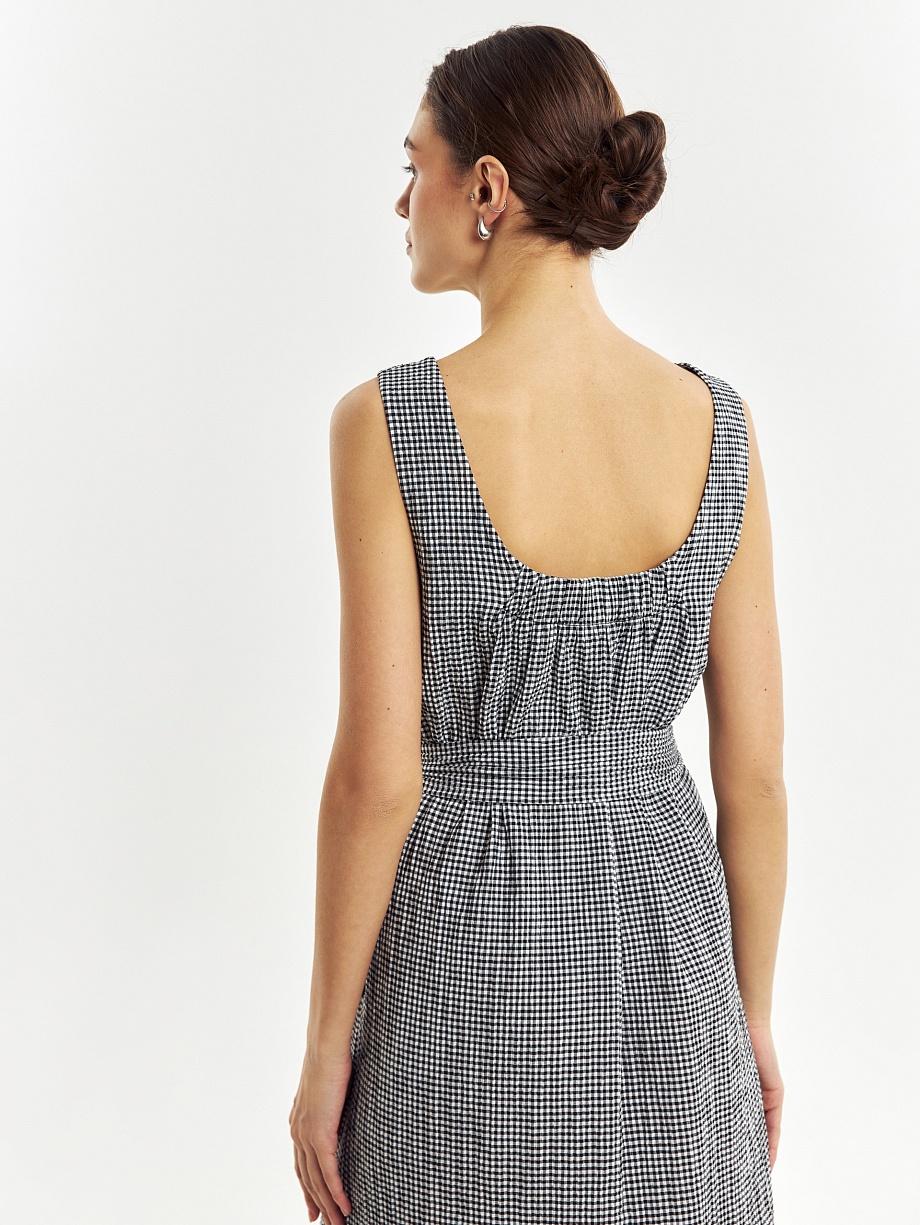 Сарафан в клетку "виши" с поясом