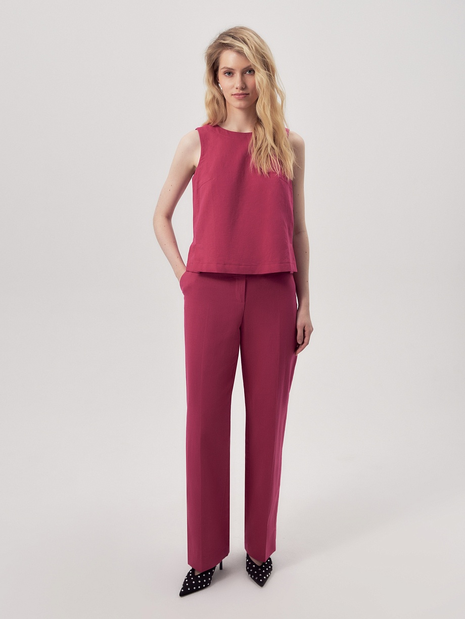 Прямые брюки из льна и хлопка