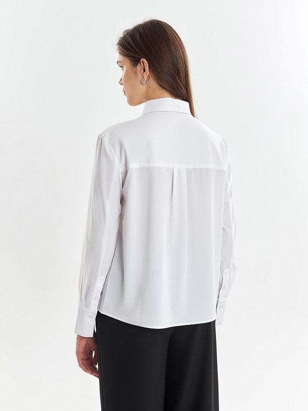 Хлопковая блуза на пуговицах с контрастным принтом