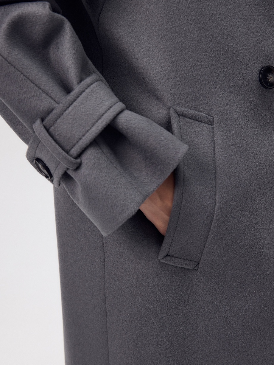 Пальто из шерсти с мембраной, утеплённой спинкой и съёмным капюшоном