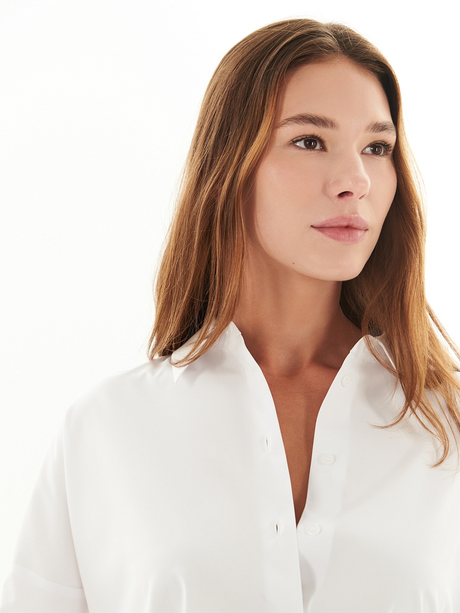 Хлопковая рубашка с декоративными пуговицами на спине