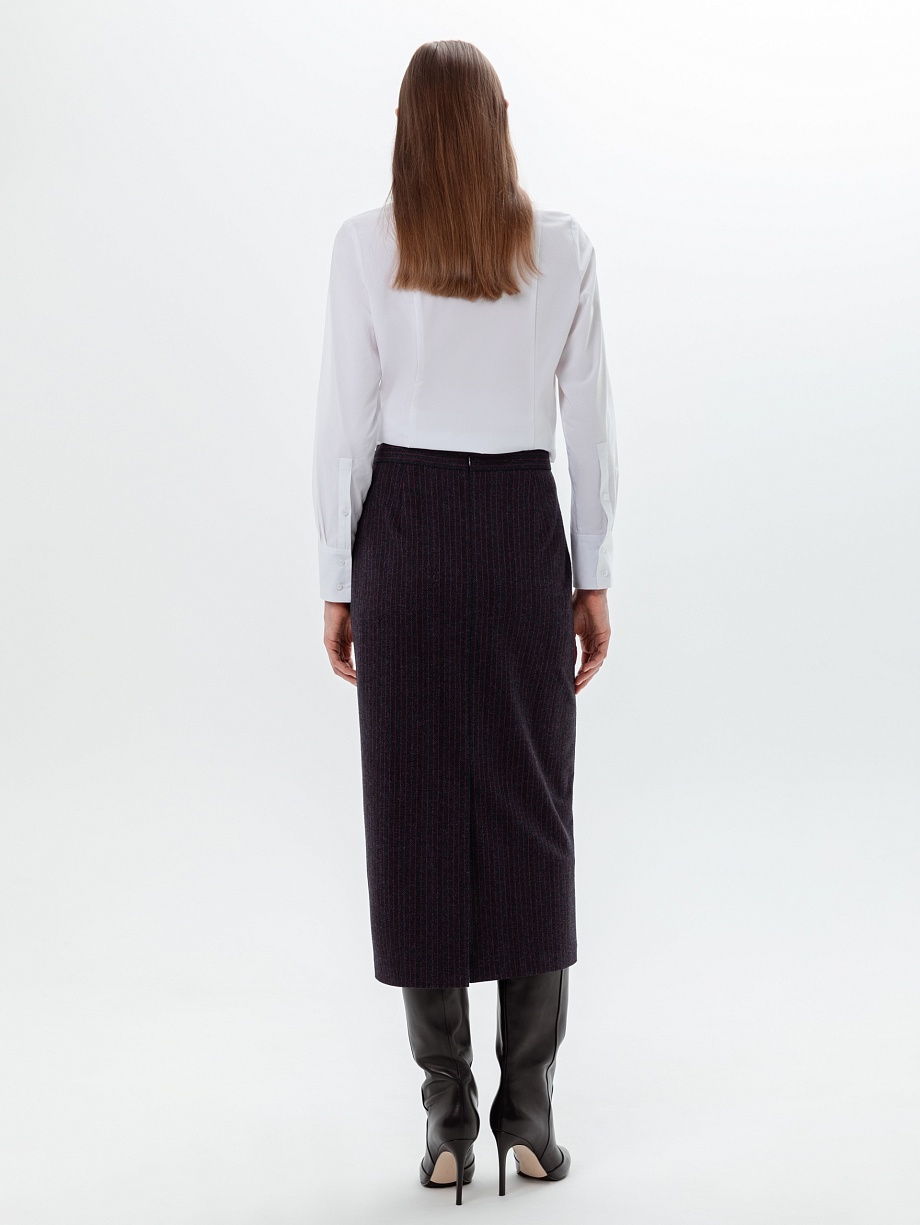 Прямая трикотажная юбка с принтом в полоску