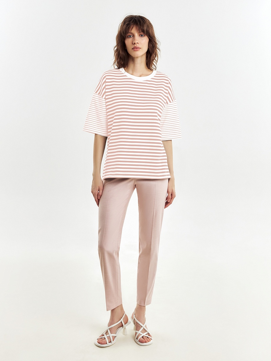 Свободная хлопковая футболка в полоску