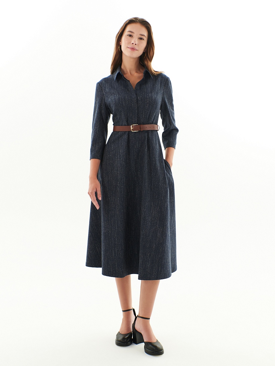 Платье из костюмной ткани с имитацией джинсы