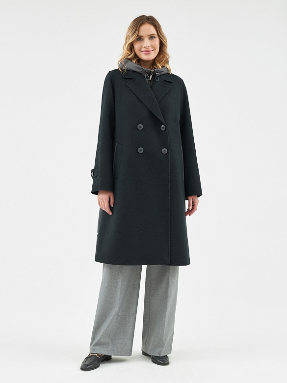 Пальто с мембраной, утеплённой спинкой и съёмным капюшоном POMPA арт.1015110p90890