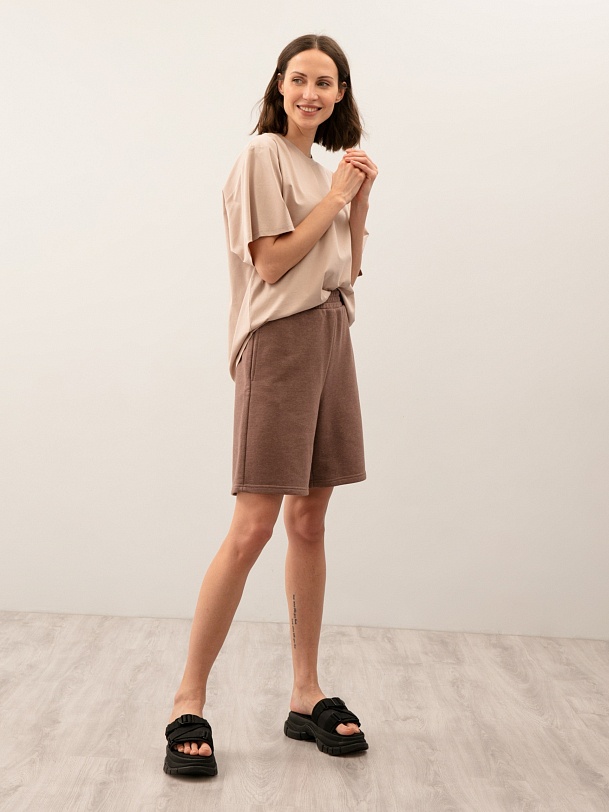 Шорты из футера цвета какао