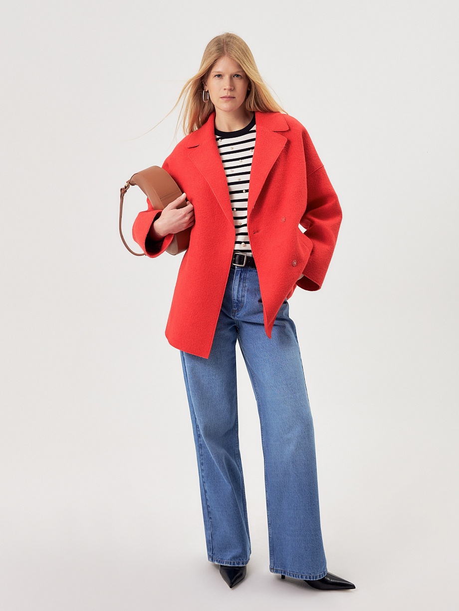 Демисезонное полупальто силуэта кокон