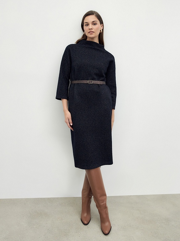 Платье из фактурного трикотажа с воротником-стойка POMPA арт.1164337jr0890