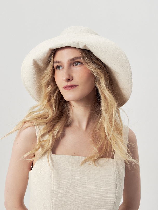 Панама из хлопка с добавлением льна