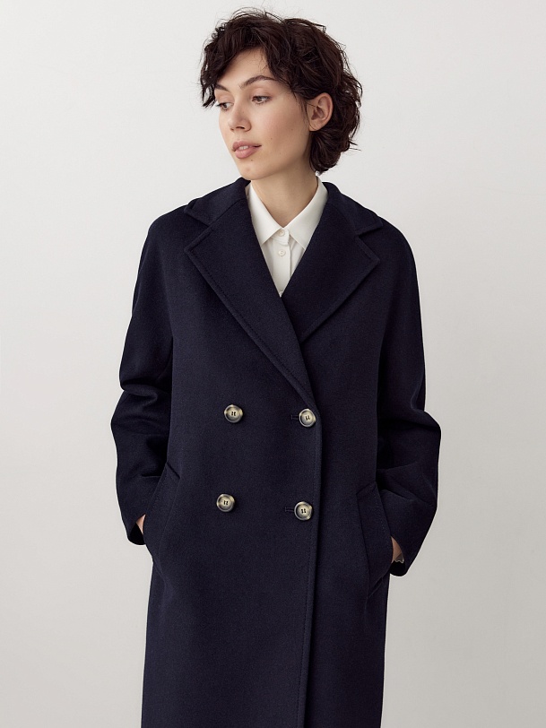 Двубортное пальто-кокон с мембраной