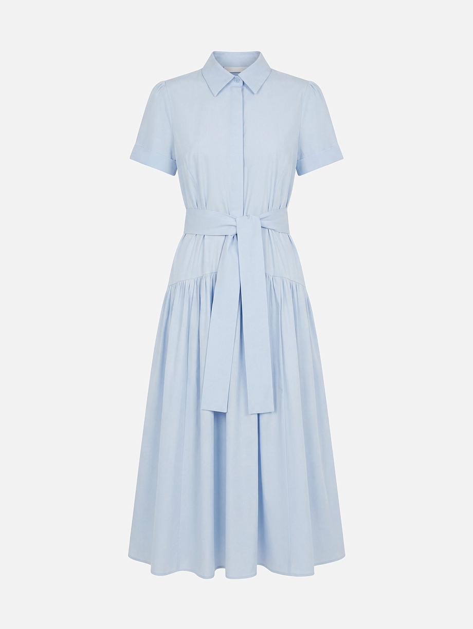 Хлопковое платье-рубашка с поясом