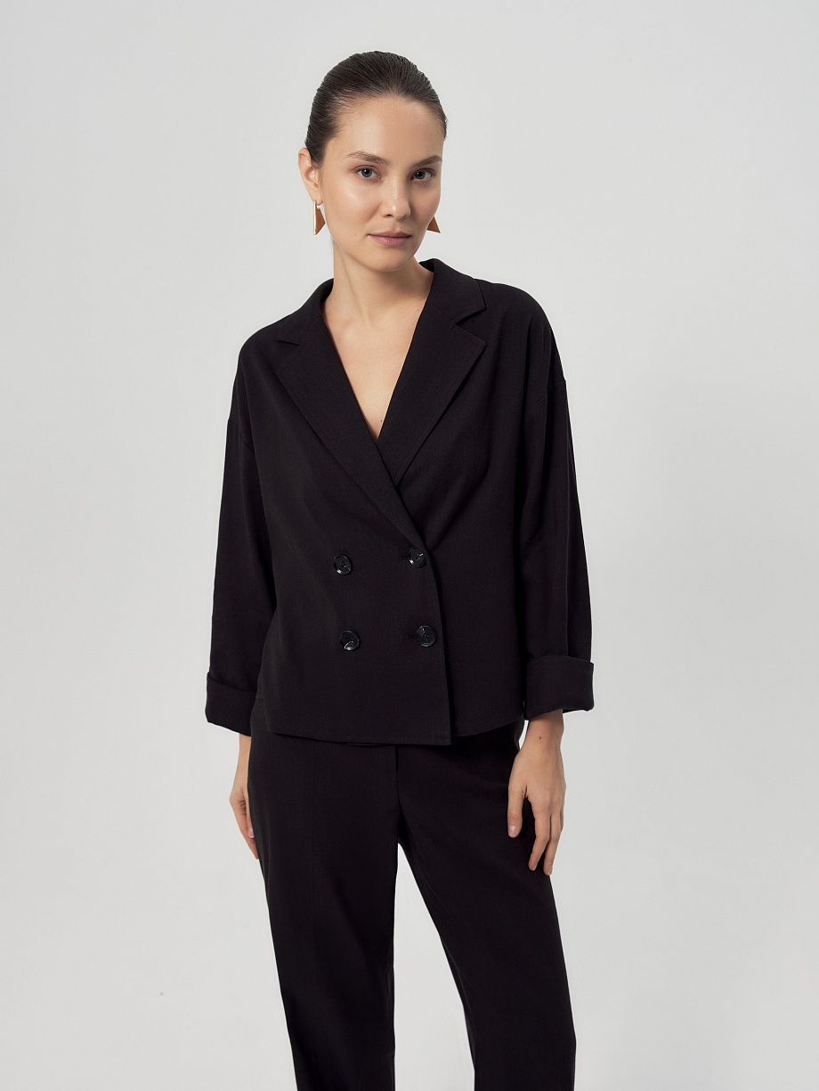 Укороченный жакет из натуральной ткани