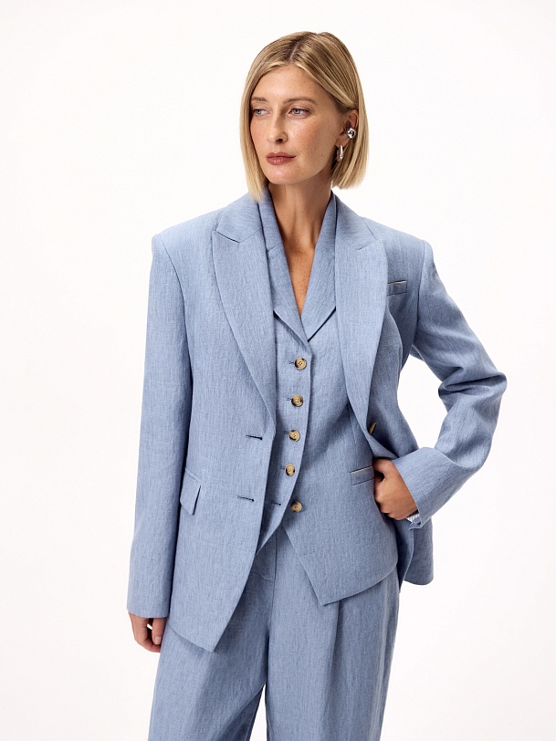 Приталенный жакет из премиального 100% льна 