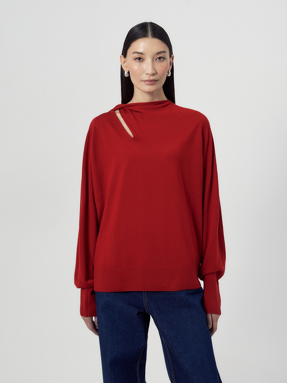 Джемпер из 100% мерсеризированной шерсти мериноса с шарфом