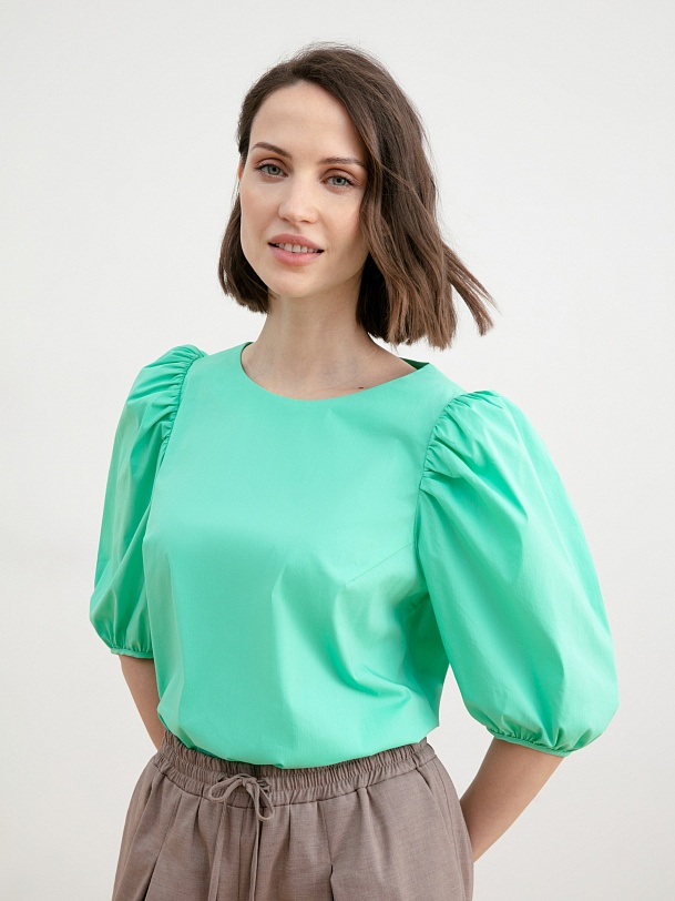 Блузка женская из хлопка с рукавами-фонариками