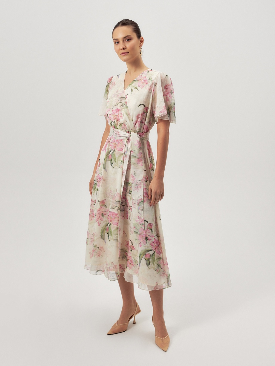 Платье из шифона с цветочным принтом