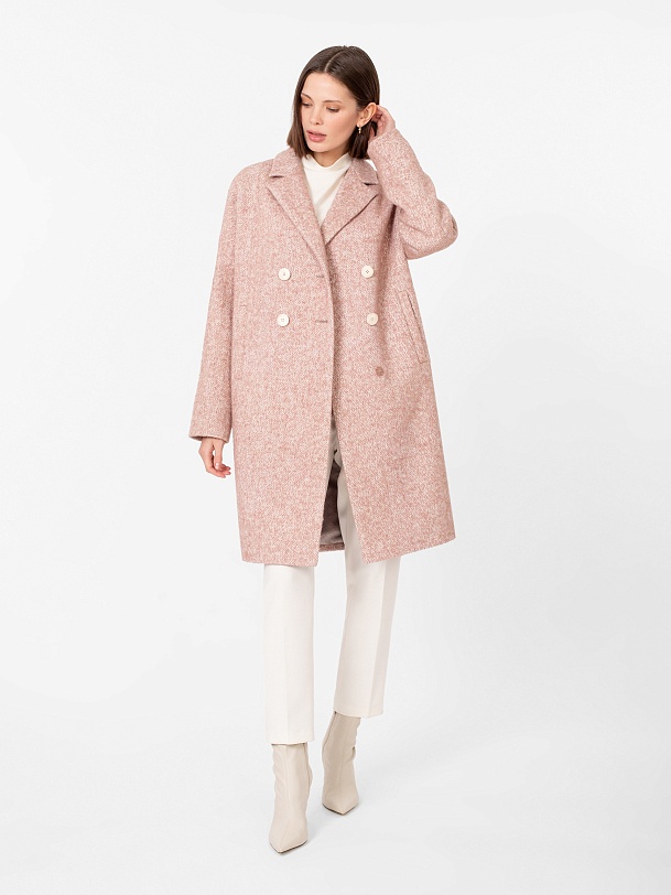 Пальто-кокон твидовое с мембраной