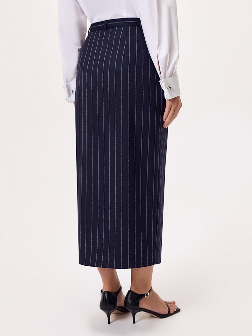 Юбка-миди из костюмной ткани с полосками люрекса