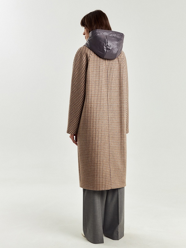 Шерстяное пальто с мембраной и съёмным капюшоном