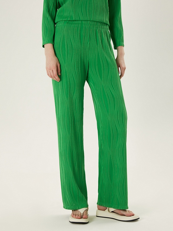 Широкие трикотажные брюки из фактурного тенселя
