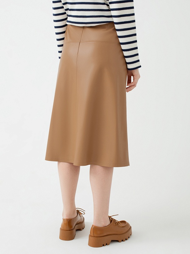 Юбка-трапеция из экокожи