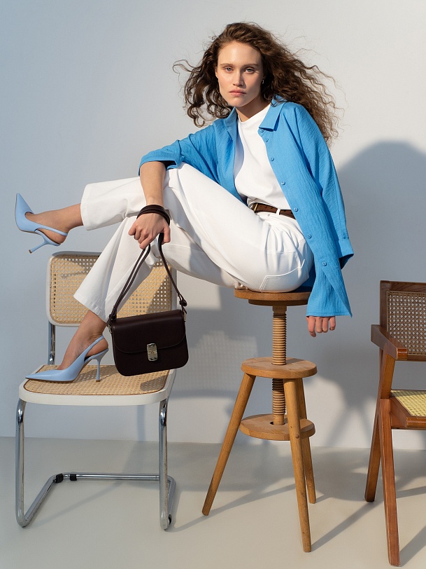 Укороченные белые джинсы из хлопка