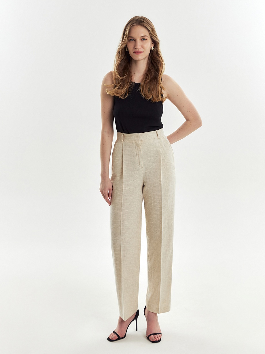 Брюки классические из хлопка и льна