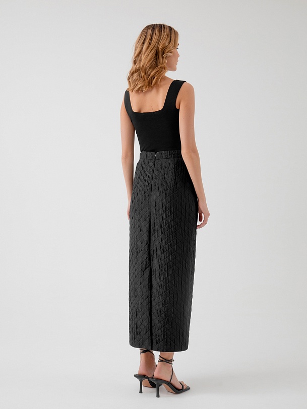 Прямая юбка макси из стеганой ткани