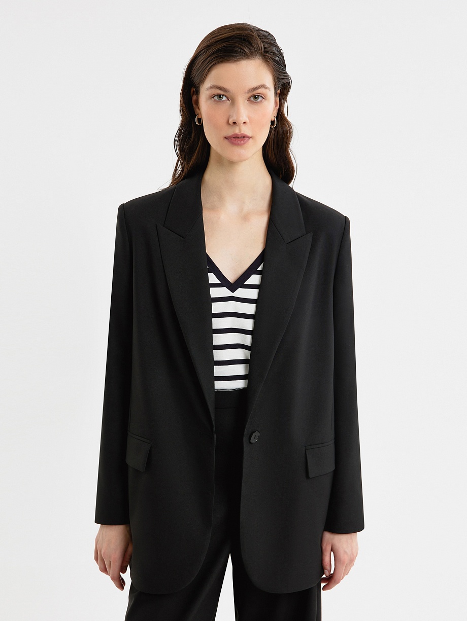 Прямой жакет из костюмной вискозной ткани