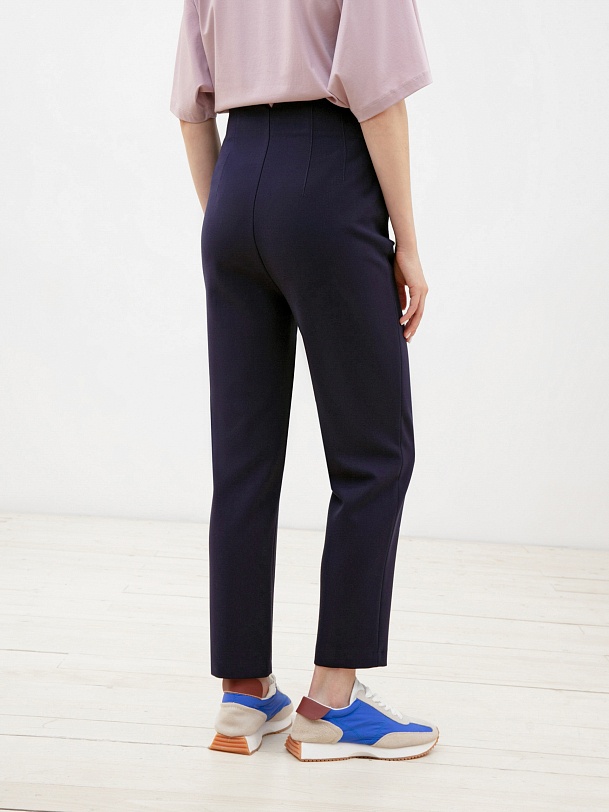 Брюки с высокой талией темно-синие