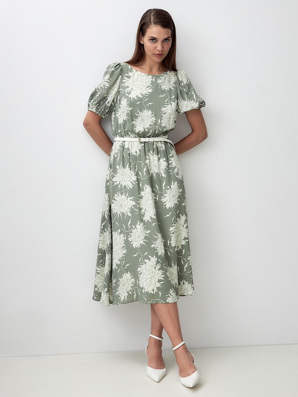 Платье из вискозы с объёмными рукавами