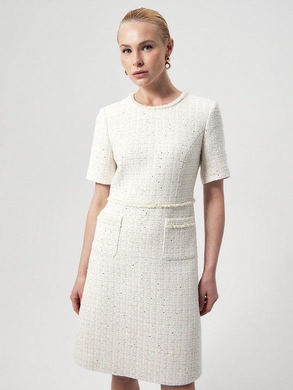 Платье миди из твида с пайетками POMPA арт.2139640mc0190