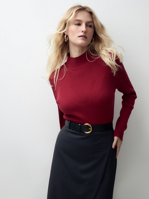 Вязаный джемпер из хлопка с воротником