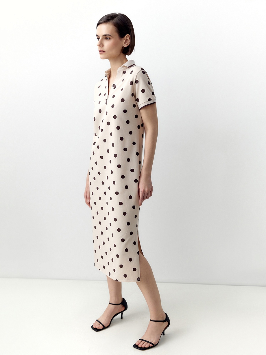 Платье из хлопка с воротником поло