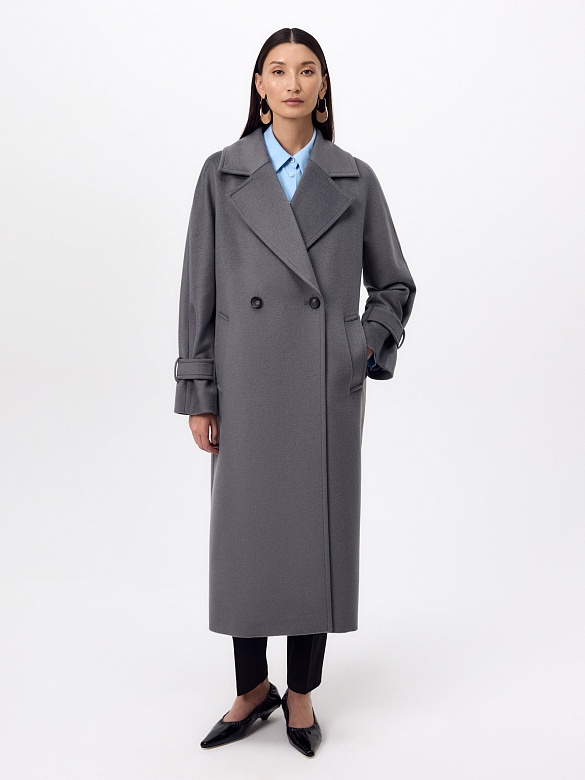 Пальто из шерсти с мембраной, утеплённой спинкой и съёмным капюшоном POMPA арт.1015642p90092